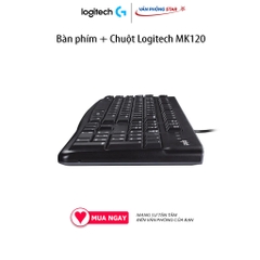 Bàn phím + Chuột Logitech MK120 Kết nối USB, chiều dài dây 1,5m. Chuột 1000dpi, bàn phím Full size chính hãng BH
