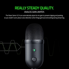 Micro thu âm RAZER Seiren V2 X - USB Microphone - RZ19-04050100-R3M1, giảm tiếng ồn, độ nhạy cao, USB A, C, giắc 3.5mm