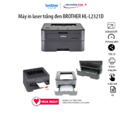 Máy in hai mặt trắng đen BROTHER HL-L2321D, độ phân giải 2400x600, tốc độ in 30 trang/ phút