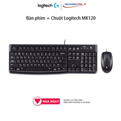 Bàn phím + Chuột Logitech MK120 Kết nối USB, chiều dài dây 1,5m. Chuột 1000dpi, bàn phím Full size chính hãng BH