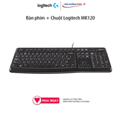 Bàn phím + Chuột Logitech MK120 Kết nối USB, chiều dài dây 1,5m. Chuột 1000dpi, bàn phím Full size chính hãng BH