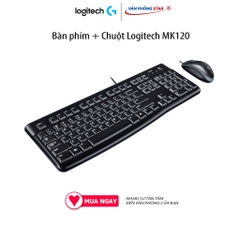 Bàn phím + Chuột Logitech MK120 Kết nối USB, chiều dài dây 1,5m. Chuột 1000dpi, bàn phím Full size chính hãng BH