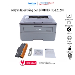 Máy in hai mặt trắng đen BROTHER HL-L2321D, độ phân giải 2400x600, tốc độ in 30 trang/ phút