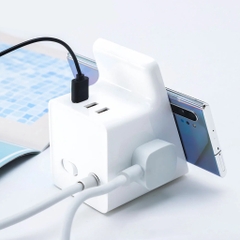 Ổ cắm điện tích hợp sạc không dây Xiaomi XMLSWXC2-10WQM gồm  3 cổng USB 18W, 2 ổ cắm điện 3 chấu, 1 sạc không dây 10w