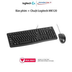 Bàn phím + Chuột Logitech MK120 Kết nối USB, chiều dài dây 1,5m. Chuột 1000dpi, bàn phím Full size chính hãng BH