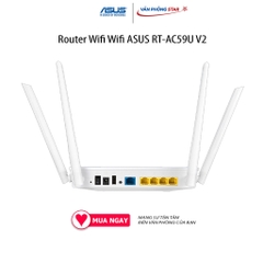 Router Wifi Wifi ASUS RT-AC59U V2 chuẩn kết nối 802.11 a/b/g/n/ac, 1x WAN Gigabit, 4x LAN Gigabit