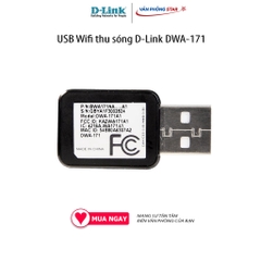 USB Wifi thu sóng D-Link DWA-171 Card mạng Wireless USB chuẩn AC600 - Dual Band (N 150Mbps & AC 433Mbps) - 2 băng tần 2.