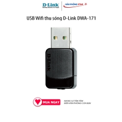 USB Wifi thu sóng D-Link DWA-171 Card mạng Wireless USB chuẩn AC600 - Dual Band (N 150Mbps & AC 433Mbps) - 2 băng tần 2.