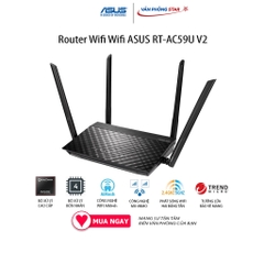 Router Wifi Wifi ASUS RT-AC59U V2 chuẩn kết nối 802.11 a/b/g/n/ac, 1x WAN Gigabit, 4x LAN Gigabit