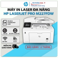 Máy in đa năng HP LaserJet Pro MFP M227FDW. Máy in laser A4 wifi: in đảo mặt, copy, scan chính hãng BH 1 đổi 1