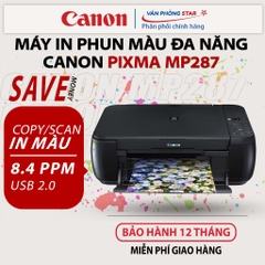 Máy in phun màu Canon PIXMA MP287 đa chức năng. Máy in ảnh A4, máy scan, máy photo. Bảo hành 1 đổi 1