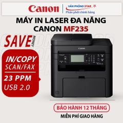 Máy in laser đen trắng Canon Đa chức năng MF235. Máy scan, máy photo, máy fax, máy in 4 trong 1. Bảo hành 12 tháng