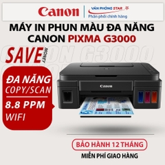 Máy in phun đa năng Canon PIXMA G3000. Máy in ảnh A4, in không dây wifi, máy copy, máy scan, tất cả trong 1 chính hãng