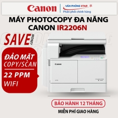 Máy photocopy Canon IR2206N khổ A3, in đảo mặt, máy scan, máy photo, máy fax tất cả trong 1. Tích hợp wifi, Lan, USB