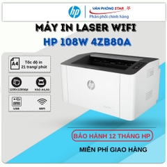 Máy in Laser HP 108W (4ZB80A) - Máy in wifi đen trắng mới 100% - Bảo hành chính hãng HP 12 tháng.