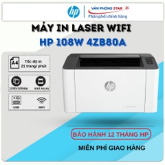 Máy in Laser HP 108W (4ZB80A) - Máy in wifi đen trắng mới 100% - Bảo hành chính hãng HP 12 tháng.