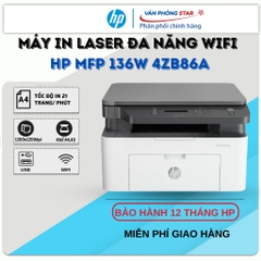 Máy in Laser đen trắng Wifi HP 136W 4ZB86A đa chức năng( In, Copy, Scan) - Bảo hành 12 tháng HP