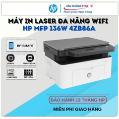 Máy in Laser đen trắng Wifi HP 136W 4ZB86A đa chức năng( In, Copy, Scan) - Bảo hành 12 tháng HP