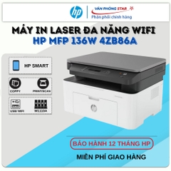Máy in Laser đen trắng Wifi HP 136W 4ZB86A đa chức năng( In, Copy, Scan) - Bảo hành 12 tháng HP
