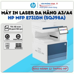 Máy in Laser đa năng A3/A4 HP MFP E731DN(5QJ98A), In đảo mặt - In, Copy, Scan - Bảo hành 12 tháng