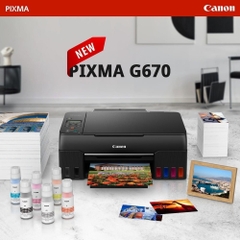 Máy in phun màu Canon Pixma G670 đa chức năng 6 bình mực - In màu Wifi, Copy, Scan - Mới 100%