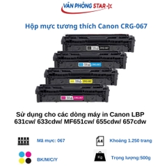 Hộp mực in Canon CRG-067 tương thích (NO CHIP) -  Dùng cho máy in Canon LBP 631Cw/ 633Cdw/ MF657Cdw