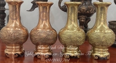 Đôi lọ tứ linh cao 38 đúc đồng vàng