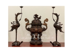 bộ đỉnh tam sự 70 rồng nổi đồng thiếc màu cổ