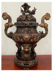 bộ đỉnh tam sự 70 rồng nổi đồng thiếc màu cổ