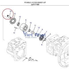 Piston bơm HPV210 Komatsu PC490-10 PC450-10 chuẩn OEM