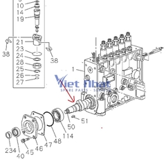 Sơ đồ trục bơm cao áp Isuzu 6WG1 kim cơ mã 1156211340 dùng cho ZX450 và ZX470