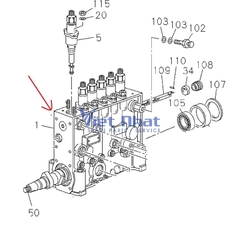 Sơ đồ vỏ bơm cao áp Isuzu 6WG1 kim cơ mã 1156112270 dùng cho ZX450 và ZX470