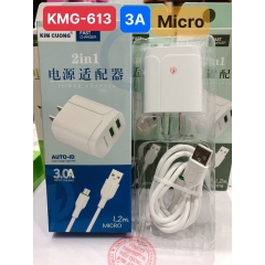 Bộ sạc nhanh 3A Samsung Kim Cương 613M chui MICRO 2 cổng USB chính hãng [BH 6 Tháng]