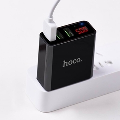 Cóc sạc nhanh HOCO C15 3.0A 3 CỔNG USB có màn hình LCD hiển thị điện áp chính hãng [BH 1 năm]