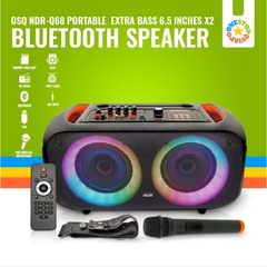 Loa bluetooth karaoke NDR Q68 có led 2 bass 2 tấc kèm 1 micro (6.5 inch x 2) không dây [BH 1 năm]