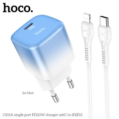 Bộ sạc nhanh 20w Hoco C101A (c-l) (cổng type C ra iPhone Lightning) QC3.0 + PD chính hãng [BH 1 năm]