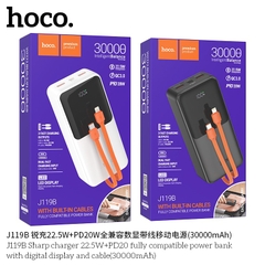 Pin sạc nhanh 22.5w HOCO J119B 30.000mAh dự phòng có màn hình lcd kèm cáp liền pin chính hãng [BH: 1 NĂM]