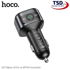 Cóc tẩu sạc nhanh xe hơi 18w bluetooth 5.0 FM HOCO E67 chính hãng 2 cổng usb đa năng chính hãng [BH 1 năm]