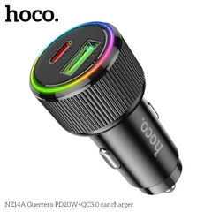 Cóc sạc nhanh 38W cho xe hơi Hoco NZ14A (1 cổng Type C PD + 1 cổng USB) đèn LED chính hãng [BH 1 năm]