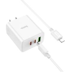 Bộ Sạc nhanh 40w HOCO C126 (C-L) (cóc 3 cổng 2C1U - 2 cổng type-c PD vs 1 cổng usb QC3.0) kèm cáp cho Type C ra iPhone Lightning chính hãng [BH: 1 NĂM]