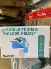 Giá đỡ kẹp điện thoại [NÓN XANH, TAI NGHE TRẮNG] có nón che mưa che nắng  HT.513 MOBILE PHONE HOLDER HELMET gắn chân kính xe máy cho grab, be,... [BH: NONE]