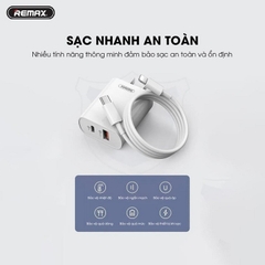 Bộ sạc nhanh 18W Remax RP-U37 kèm cáp Type C ra iPhone Lightning QC3.0+PD cho iPhone 11 12 13 chính hãng [BH 1 năm]