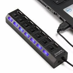 Cáp chuyển Hub chia 7 cổng (port) usb có công tắc tốc độ 2.0 Hi-Speed loại 1 full box vỹ [BH 3 tháng]