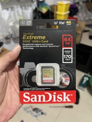 Thẻ nhớ lớn cho máy ảnh SANDISK 64Gb SDXC Extreme 170Mb/s chính hãng [BH 2 năm]
