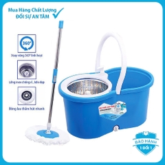 Bộ thùng lau nhà thông minh xoay 360 độ lồng kim loại (no box)