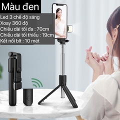 Giá đỡ 3 chân kèm remote bluetooth R1S CÓ ĐÈN LED kiêm Gậy chụp hình tự sướng SELFIE STLCK từ xa - pin remote (nếu có) bao TEST không bảo hành[BH 1 tuần]