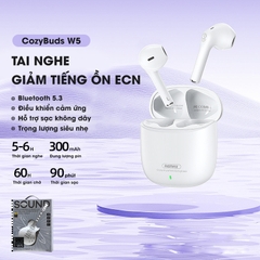 Tai nghe bluetooth Remax Cozybuds W5 chống ồn kiểu dáng airpods True Wireless chính hãng [BH 1 Năm]