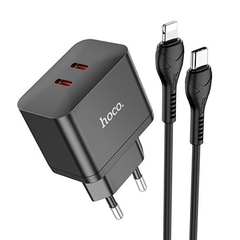 Bộ sạc nhanh 35W HOCO N29 (c-l) QC3.0+PD (cóc 2 cổng Type C, cáp Type-C ra iPhone Lightning) chính hãng [BH 1 Năm]