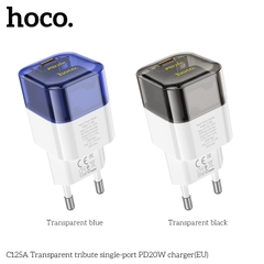 Cóc sạc nhanh 20w HOCO C125A (1 cổng type-c PD) kiểu trong suốt lộ mạch chính hãng [BH 1 năm]