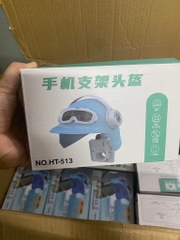 Giá đỡ kẹp điện thoại (Nón đen, tai nghe trắng) có nón che mưa che nắng MOTORCYLE HT.513  (kính đen) gắn chân kính xe máy cho grab, be,...